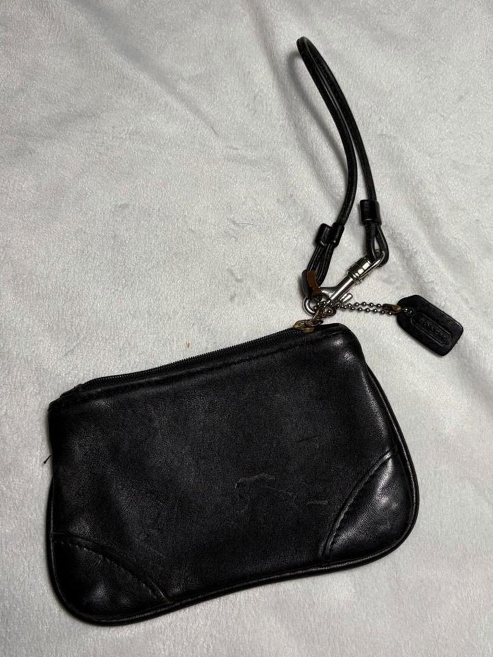 Coach Black Leather Wristlet Pouch